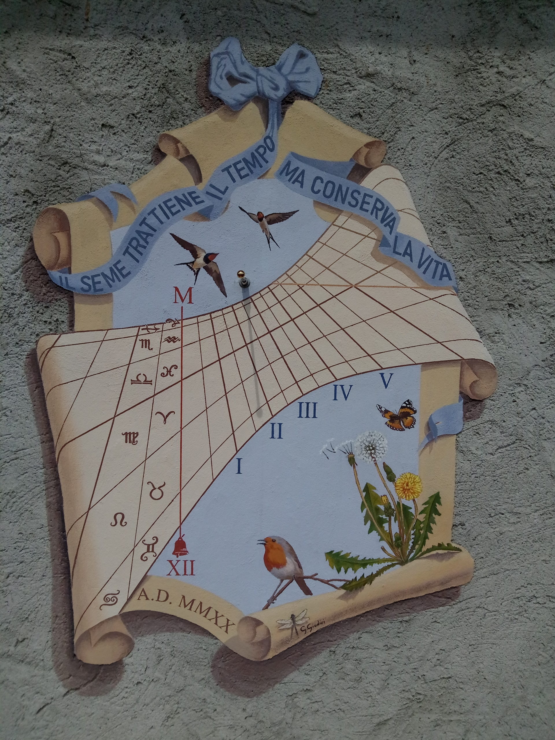 vertical sundial hand painted